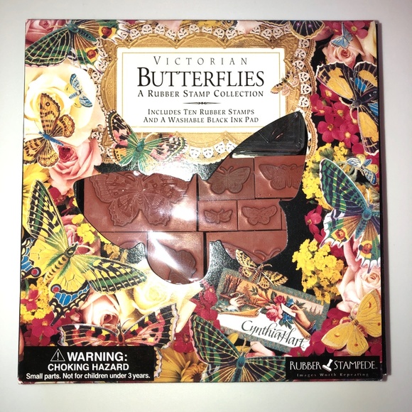 VICTORIAN BUTTERLIES Foam Rubber Stamp Set of 10 by Rubber Stampede - Picture 3 of 11